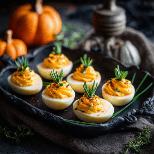 Spicy Pumpkin Deviled Eggs