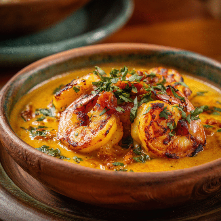 pumpkin soup with shrimp