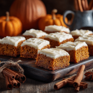 Pumpkin bars with cream cheese frosting