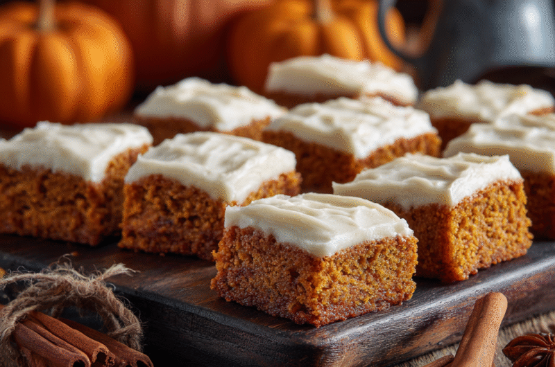 Pumpkin Bars with Cream Cheese Frosting – A Cozy Autumn Dessert You’ll Love