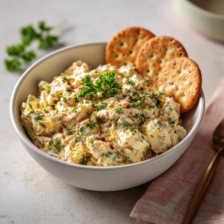 Tuna Egg Salad with Crackers