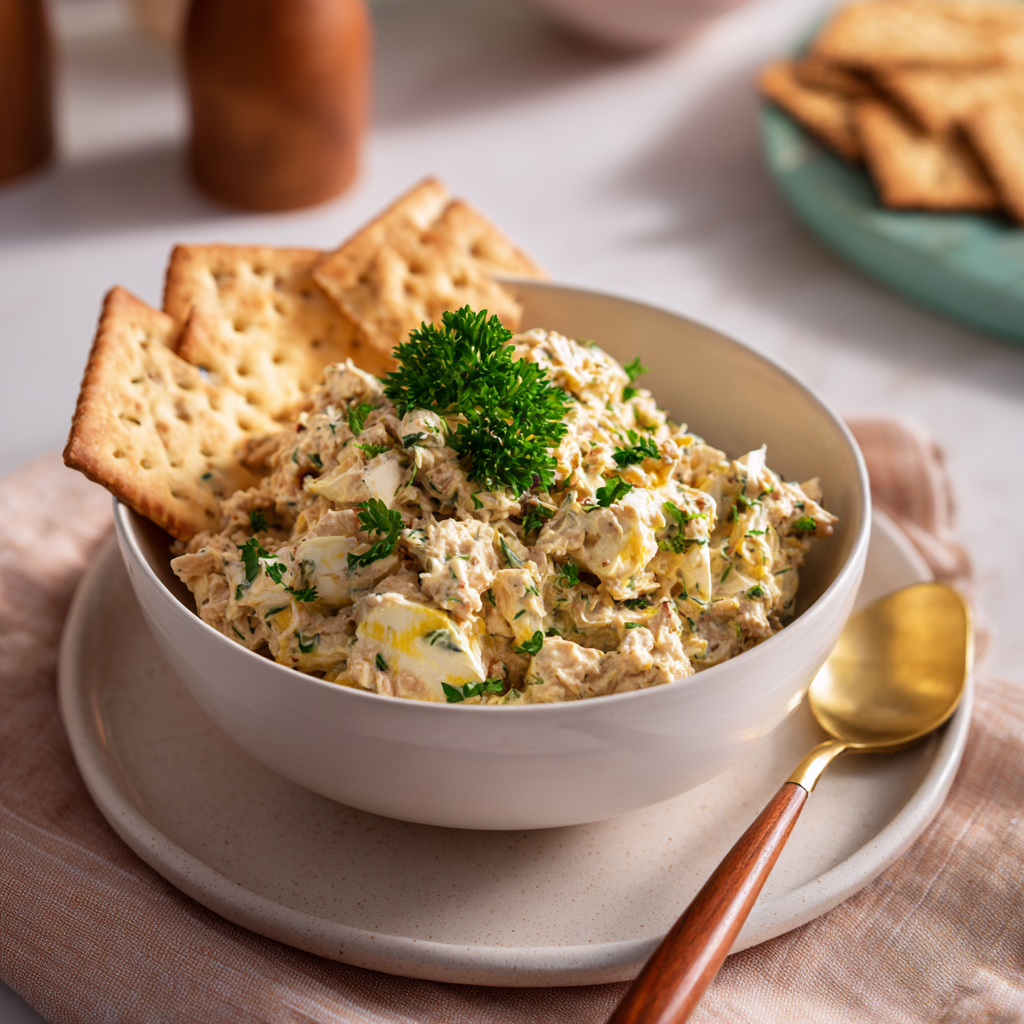 Tuna Egg Salad with Crackers