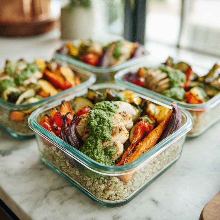 Chicken Pesto Veggie Bowls – Easy High-Protein Meal Prep Ideas