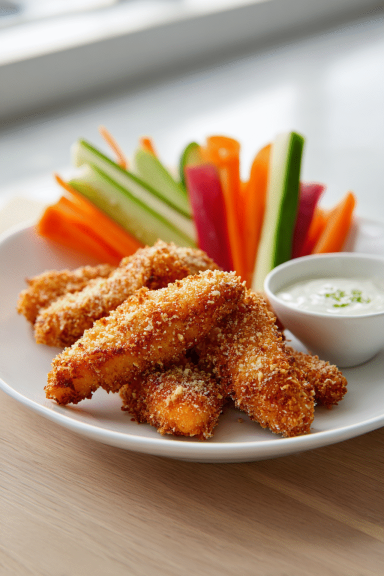 Crispy Chicken Tenders with Veggie Sticks