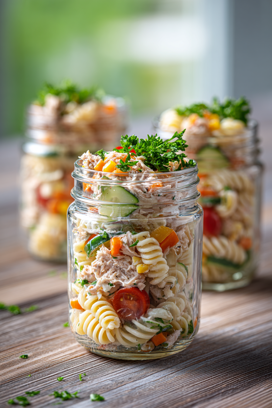 Creamy Tuna Pasta Salad Jars