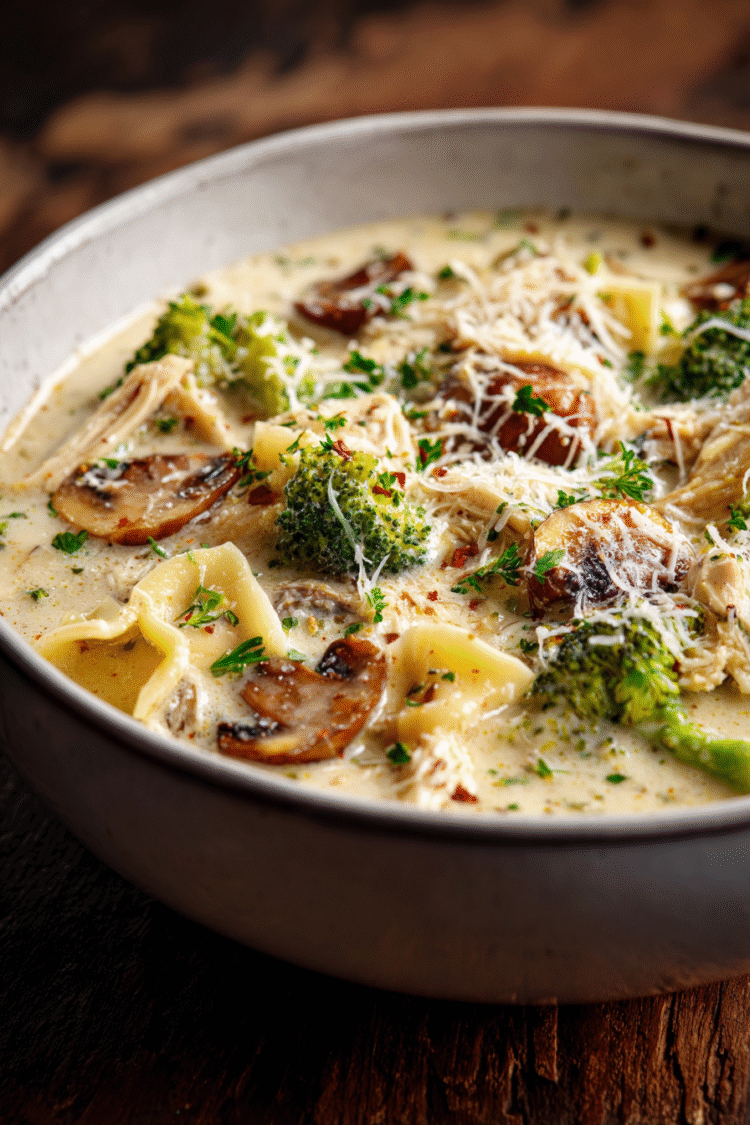 Creamy Chicken Alfredo Lasagna Soup