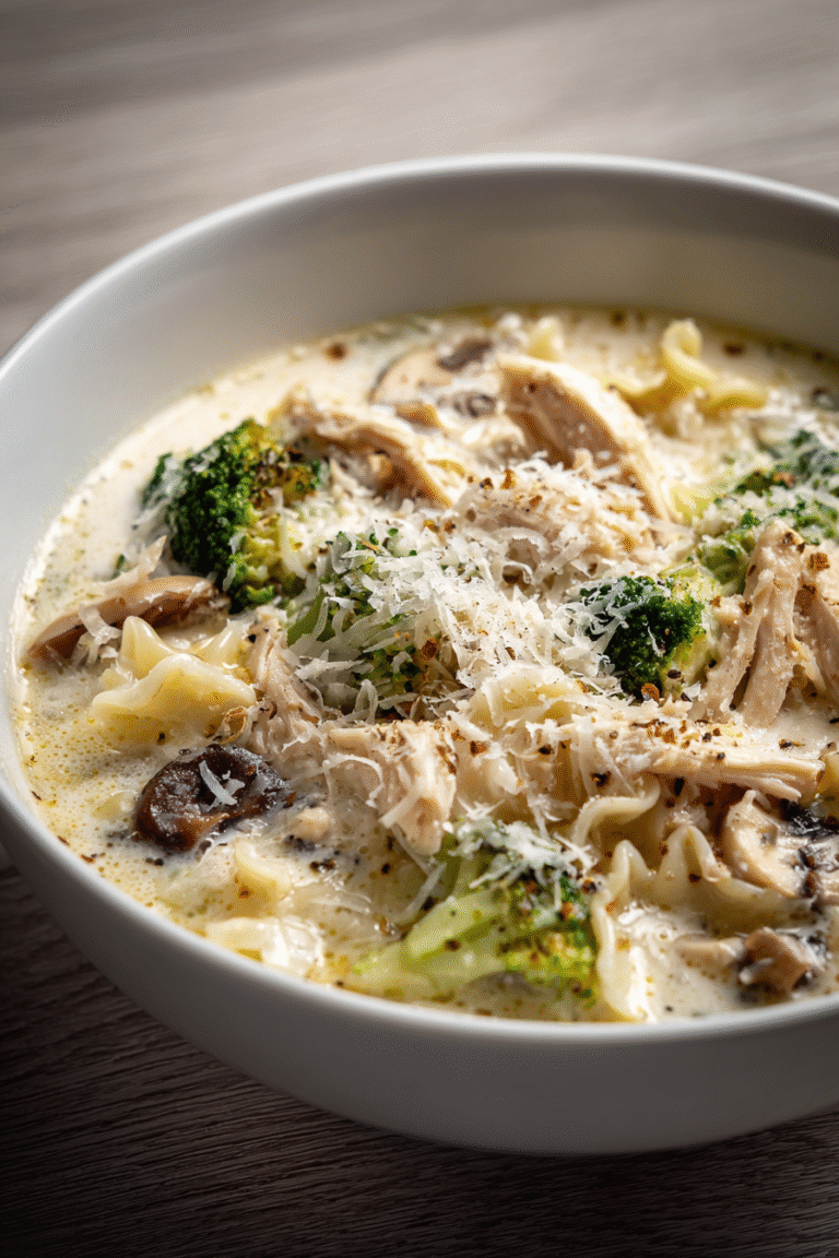 Creamy Chicken Alfredo Lasagna Soup