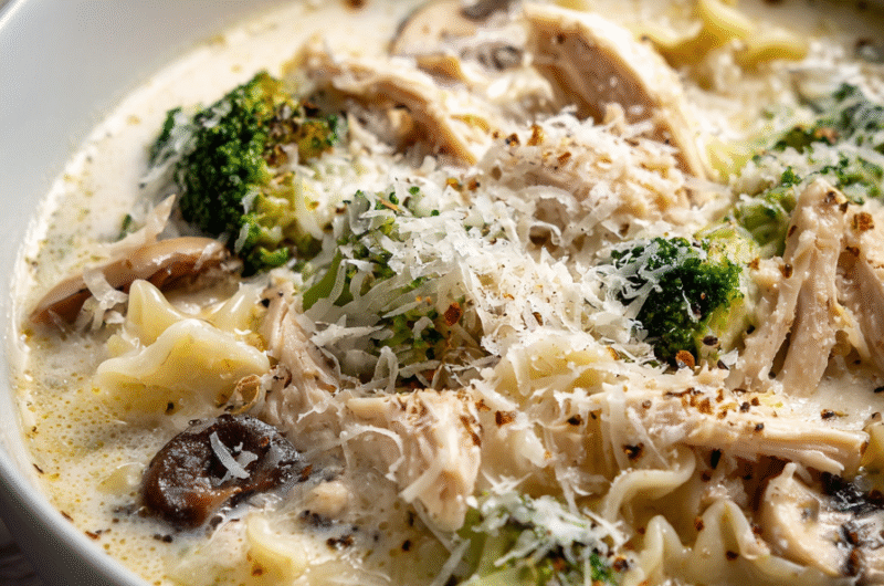Creamy Chicken Alfredo Lasagna Soup