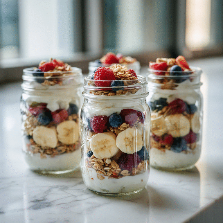 High-Protein Greek Yogurt Parfait Jars